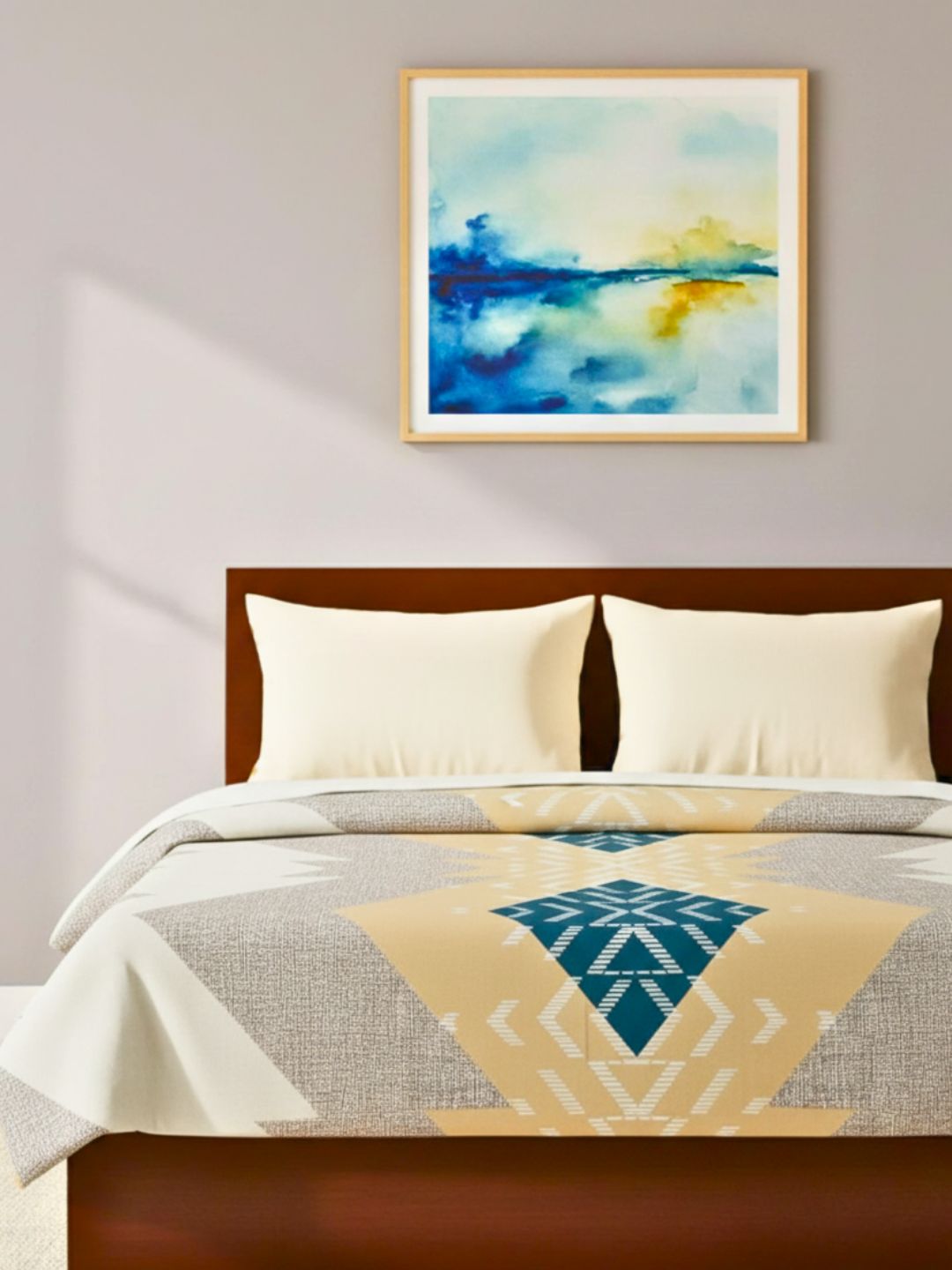 Premium hypoallergenic glace cotton digitally printed 3D Design/ Printed Bedsheet/ King Bedsheet/ Cream and Brown-Color