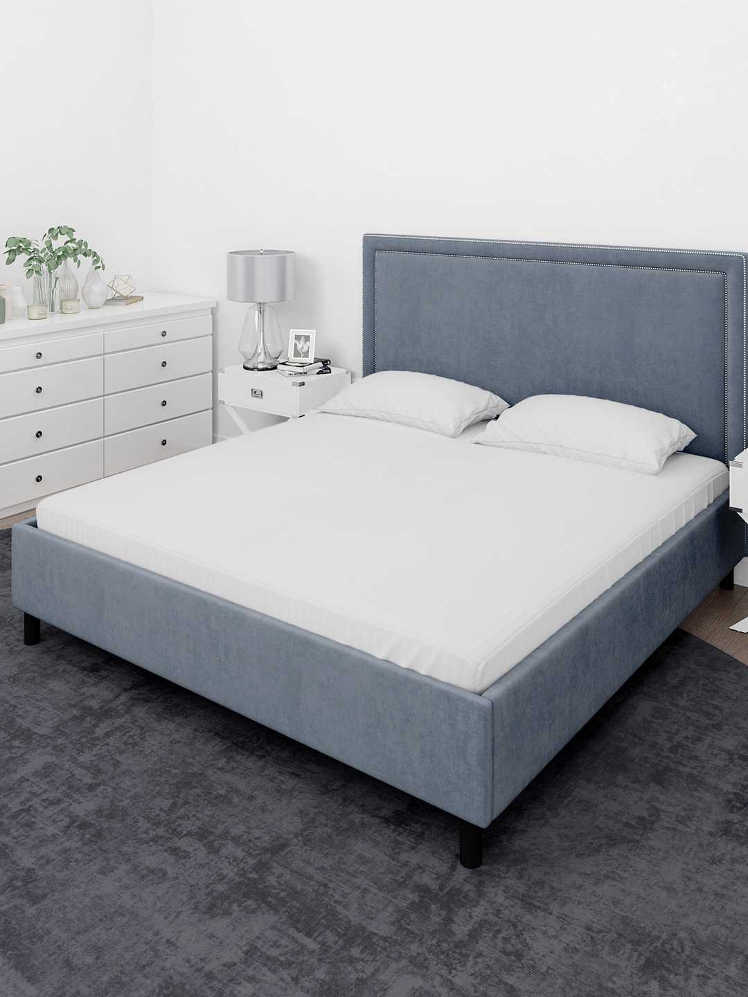 Premium mercerized cotton Satin Stripes, 210 TC soft feel solid white color, 1 Bedsheet with 2 pillow cover (90 IN x100 IN)