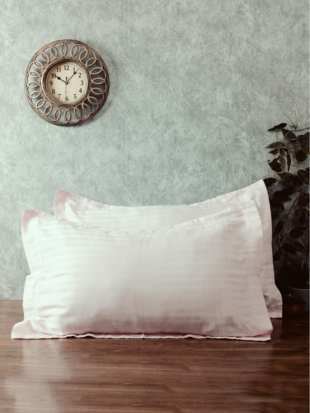 Premium pure mercerized Cotton Satin Stripes, 210 TC with flange edge, soft finish white color, Pillow Cover - 17"x27"